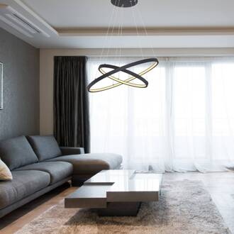 Globo LED hanglamp Ralph, 2-lamps, zwart zwart, opaal