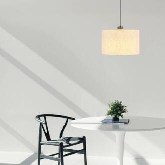 Globo LED hanglamp Thea, crème/matzwart, linnen, Ø 35 cm crème, mat zwart