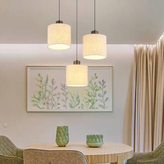 Globo LED hanglamp Thea, Ø 49 cm, 3-lamps, crème/matzwart crème, mat zwart