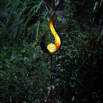 Globo LED lamp op zonne-energie 33465, grondspies, bronskleurig, metaal, glas brons, goud, helder