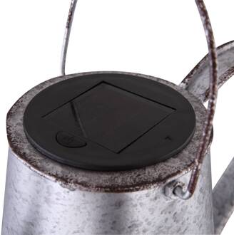 Globo LED lamp op zonne-energie 33652, zilver, gieter, grondspies, metaal zilver, zwart