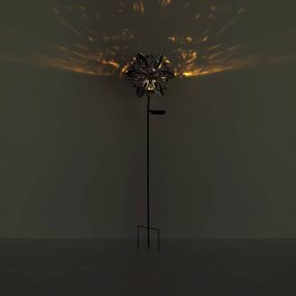 Globo LED lamp op zonne-energie 36578S, grondspies, zilver/zwart, metaal zilver, zwart, helder, geel