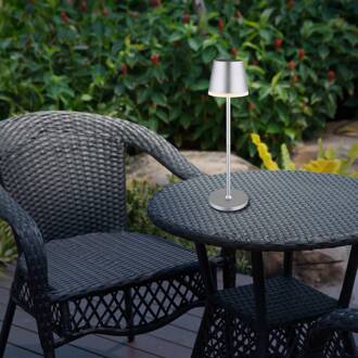 Globo LED lamp op zonne-energie, metaal, zilverkleurig, hoogte 41 cm, IP44