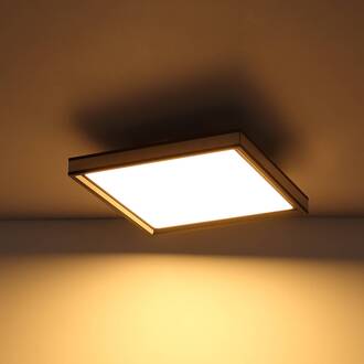 Globo LED plafondlamp Jessy, 30x30cm mat zwart, chroom, gesatineerd
