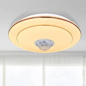Globo LED plafondlamp Santina, luidspreker, RGB, CCT wit, koper, chroom