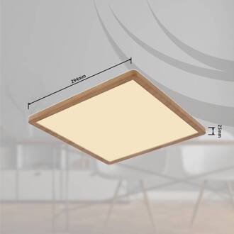 Globo LED plafondlamp Sapana, lengte 29,5 cm houtoptiek licht hout