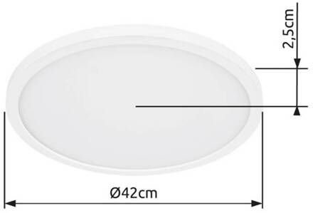 Globo LED plafondlamp Sapana, wit, Ø 42 cm, kunststof, IP44 wit gesatineerd, opaal