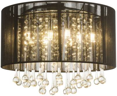 Globo LED plafondlamp Sierra met zijdenkap en ornamenten zwart, helder