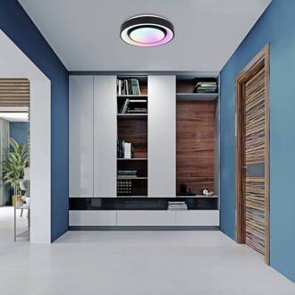 Globo LED plafondlamp Sully RGBW afstandsbediening zwart zwart, wit