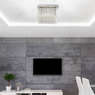 Globo LED plafondlamp Vince, chroom, glaskristallen chroom, helder