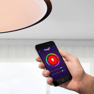 Globo LED plafondlamp Xaver Smart Home dimbaar CCT opaal, zwart