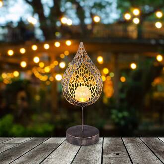 Globo LED solarlamp 33528 in bladvorm goud gepatineerd, koper geborsteld