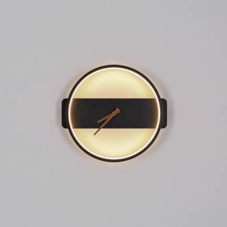 Globo LED wandlamp Sussy met klok, zwart, breedte 32 cm mat zwart