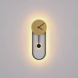Globo LED wandlamp Sussy met klok, zwart/goud mat zwart, goud