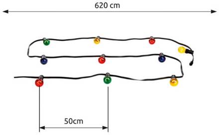 Globo Lichtketting Nirvana, 10-lamps, kleurrijk, kunststof, IP44 geel, rood, blauw, groen, zwart