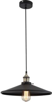 Globo Lighting Hanglamp Globo Knud - Aluminium goudkleurig mat - Mat zwarte metalen kap