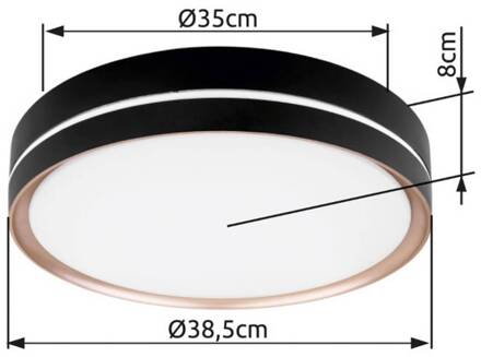 Globo Manni LED plafondlamp, Ø 39 cm, zwart/bronskleurig, CCT zwart, brons