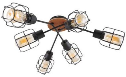 Globo Plafondlamp 6-lichts - Ø 78,5 Cm | Zwart | E27 | Metalen Roosterkap