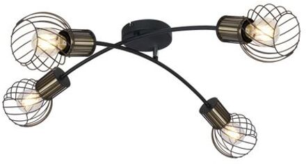 Globo Plafondlamp Argusto Metaal Zwart 4x E27