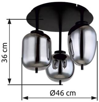 Globo Plafondlamp Blacky Metaal Zwart 3x E14