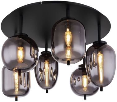 Globo Plafondlamp Blacky Metaal Zwart 6x E14