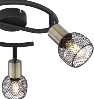 Globo Plafondlamp Fiastra, zwart/oudmessing 3-lamps zwart, oud-messing