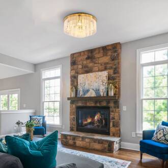 Globo Plafondlamp Gorley, goudkleurig/opaal, Ø 50 cm, metaal/glas goud, opaal