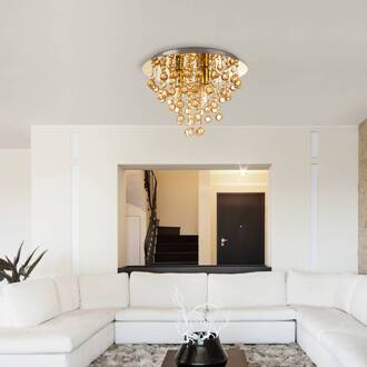 Globo Plafondlamp London, Ø 38 cm, 3-lamps, goudkleurig, acrylglas