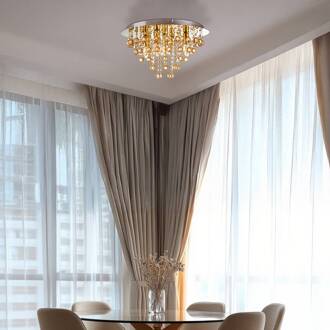 Globo Plafondlamp London, Ø 46 cm, 5-lamps, goudkleurig, acrylglas