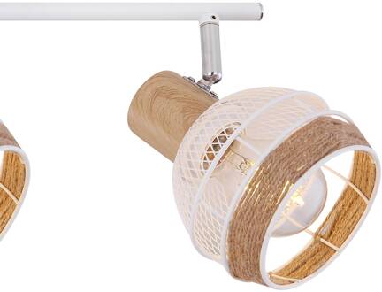 Globo Plafondlamp Widy met henneptouw-decoratie, 4-lamps wit, bruin