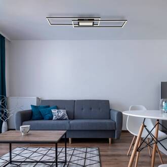 Globo Saunders LED plafondlamp, lengte 96 cm, zwart, 3D-effect