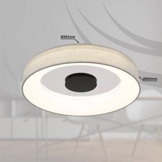 Globo SMART+ plafondlamp Terpsa, wit/grijs, Ø 46,8 cm, stof grijs, wit, chroom, zwart