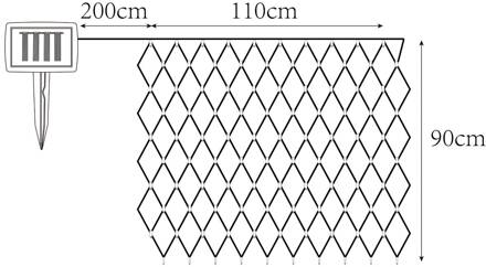 Globo Solar-LED lichtgordijn IP44 110x90cm 100-lamps zwart, donkergroen, helder