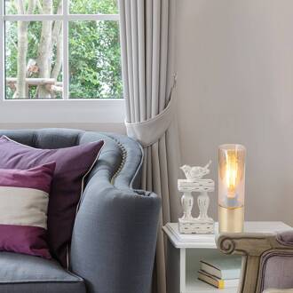 Globo Tafellamp Annika, messing-amber messing mat, amber