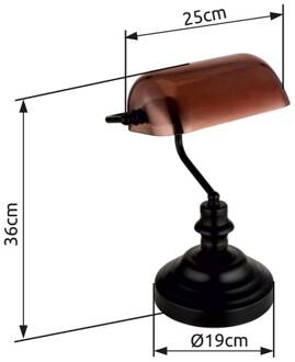 Globo Tafellamp Antique, koperkleurig/matzwart, hoogte 37 cm Zwart mat, koperkleurig