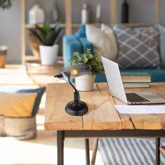 Globo Tafellamp Antique, rookkleurig/matzwart, hoogte 37 cm Zwart mat, rookkleurig