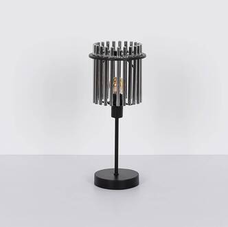 Globo Tafellamp Gorley, hoogte 37,5 cm, rookgrijs, glas/metaal rookgrijs, mat zwart
