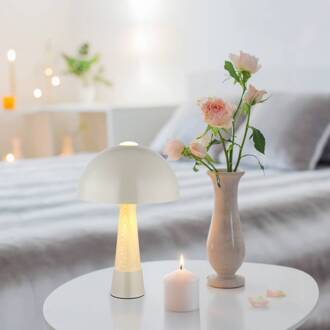 Globo Tafellamp Paulin, grijs mat/houtlook, metaal, hoogte 36,5 cm grijs mat, houtlook