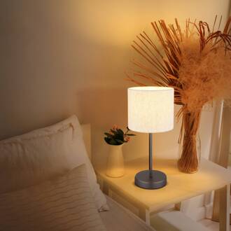 Globo Tafellamp Thea, crème/matzwart, linnen, hoogte 37 cm crème, mat zwart