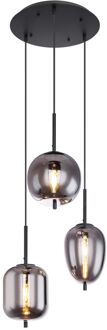 Globo Videlamp hanglamp met 3 hangers amber goud zwart