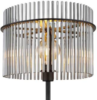 Globo Vloerlamp Gorley, hoogte 152 cm, rookgrijs, glas/metaal rookgrijs, mat zwart