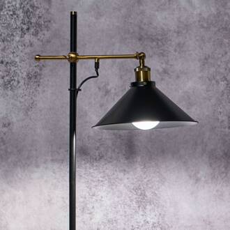 Globo Vloerlamp Lenius met beweegbare kap zwart, oudmessing, koper