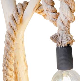 Globo Vloerlamp Nerida, lichtbruin, hout/hennep, hoogte 150 cm