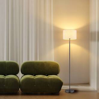 Globo Vloerlamp Thea, crème/matzwart, linnen, hoogte 160 cm crème, mat zwart