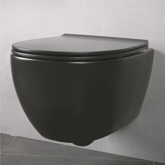 Globo Wandcloset Globo 4 ALL 48x37 cm Rimless Mat Zwart (Exl. zitting)