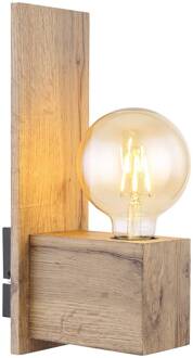 Globo Wandlamp Erna in houtoptiek licht hout
