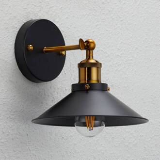 Globo Wandlamp Viktor in industrieel ontwerp zwart, antiek messing