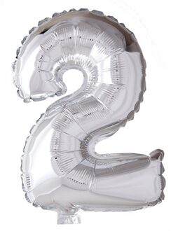 globos Folie ballon nummer '2' zilver 40cm