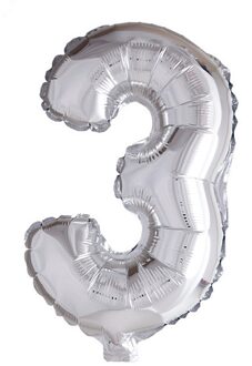 globos Folie ballon nummer '3' zilver 40cm