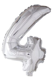 globos Folie ballon nummer '4' zilver 40cm